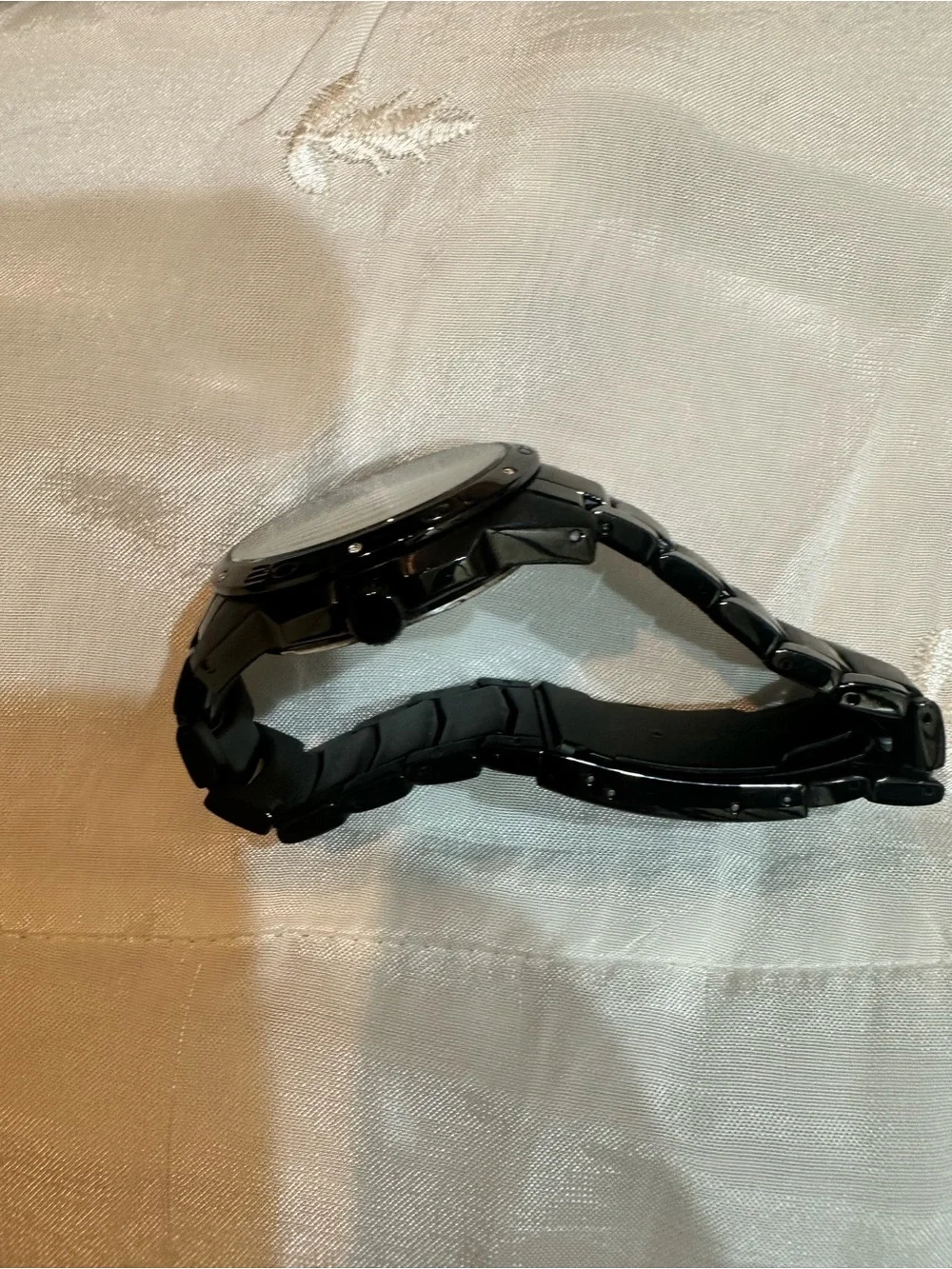Fossil Black Men's Ceramic-Look Watch with Crystal Markers